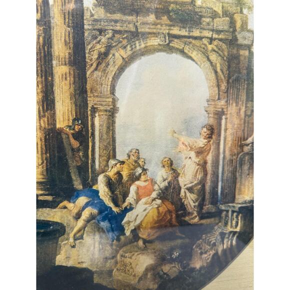 Set of Two Antique Lithograph framed and matted Oval Roman style columns - Picture 9 of 10